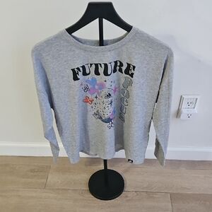 adidas Heather Gray Long Sleeve Tee with Vibrant Graphic